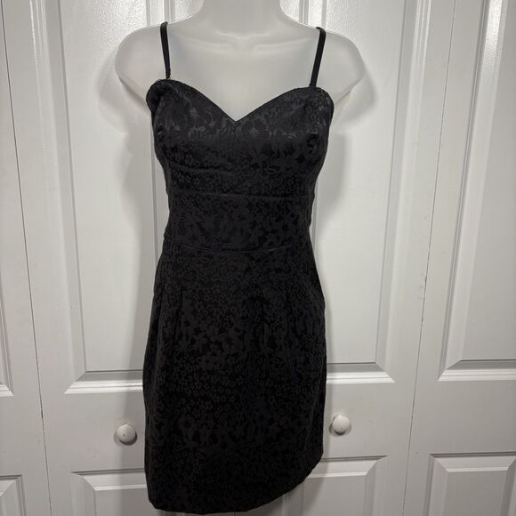 Walter Baker Black Floral Sheath Dress Womens L Cocktail Party Gothcore - Picture 1 of 10